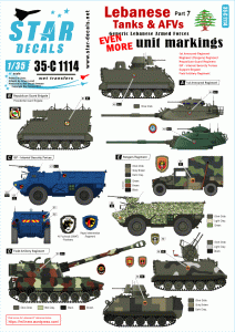 STAR DECALS 35-C1114 - 1:35  Lebanese Tanks & AFVs #7. Even more generic unit insignias for tanks and AFVs.