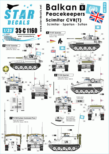 Go to product STAR DECALS 35-C1160 - Balkan Peacekeepers # 9. Scimitar CVR(T) in Bosnia. Scimitar, Spartan, Sultan.
