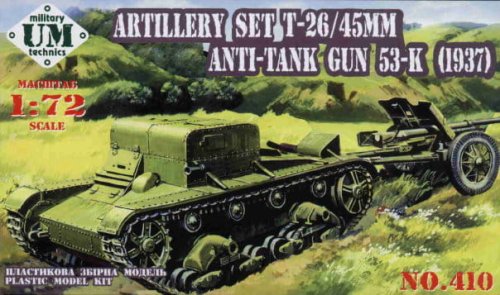 Go to product UNIMODELS 410 - 1:72 T-26T w/ 45mm AT gun model 1937 (53-K)