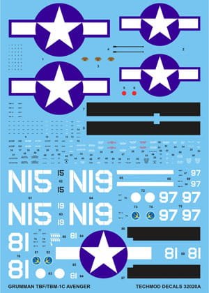 Go to product TECHMOD 32020 - 1:32 Grumman TBF/TBM-1C Avenger w/canopy mask