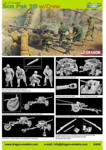 Go to product DRAGON 6444 - 1:35 5cm Pak 38 w/Crew
