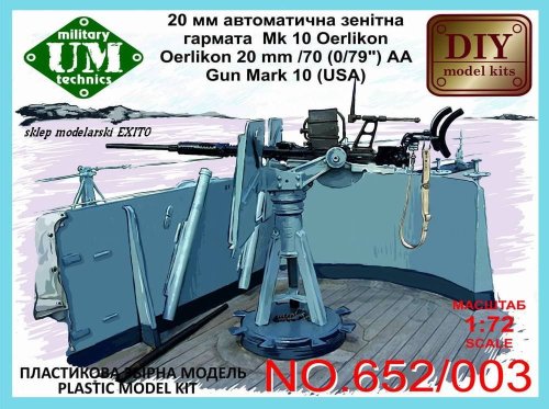 Go to product UNIMODELS UM-MT 652 - 1:72 Oerlikon 20mm / 70 (0,79") Mk 10 ( USA )