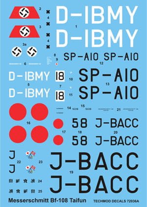Go to product TECHMOD 72036 - 1:72 Messerschmitt Bf-108 Taifun