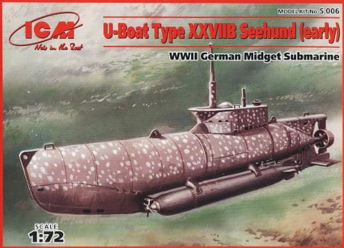 Go to product ICM S.006 - 1:72 U-boot type XXVIIB Zeehund (early) WWII German Midget Submarine