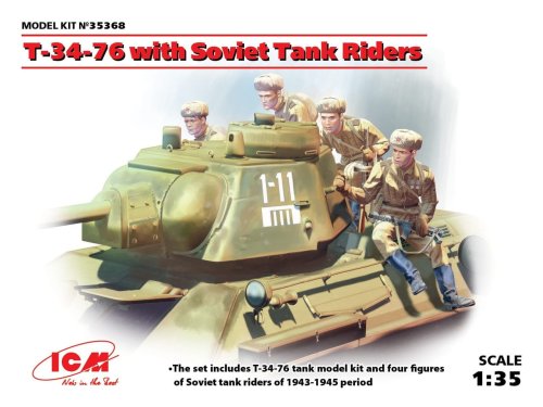 Go to product ICM 35368 - 1:35 T-34-76 with Soviet Tank Riders