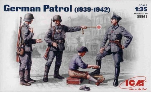 Go to product ICM 35561 - 1:35 German Patrol 1939-1942 set of 4 figures - 3 German WWII patrol men and 1 civilian