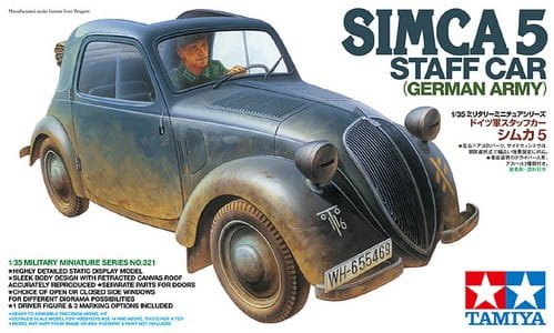 Go to product TAMIYA 35321 - 1:35 Simca 5 Ctaff Car German Army