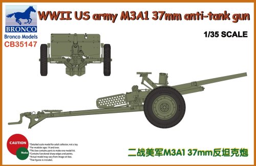 Go to product BRONCO CB 35147 - 1:35 WWII US Army M3A1 37mm AT Gun