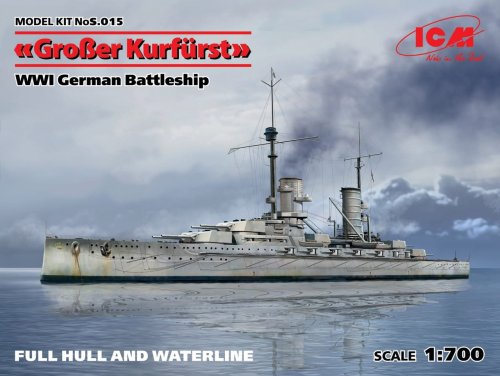 Go to product ICM S.015 - 1:700 Grosser Kurfurst WWI German Battleship