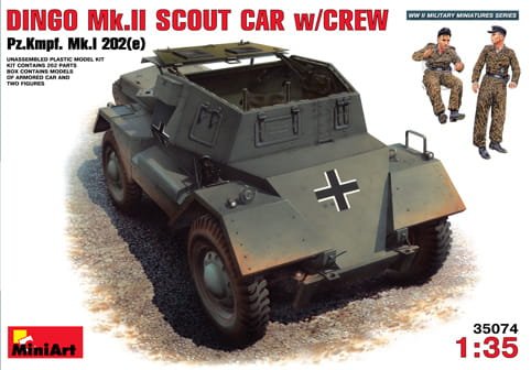 Go to product MINIART 35074 - 1:35 Dingo Mk II (Pz.Kpfw.Mk 1 202 e) w/crew
