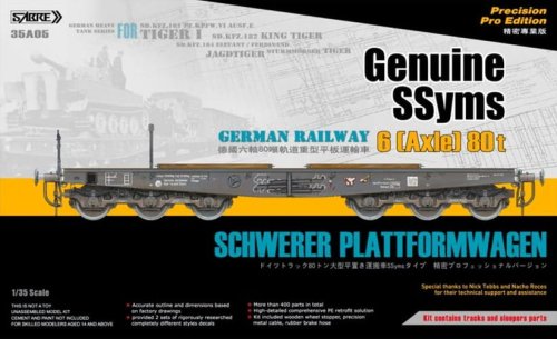 Go to product SABRE 35A05 - 1:35 Genuine Ssyms German Railway Schwerer Plattformwagen 6-Axle 80 ton - Precision Pro Edition