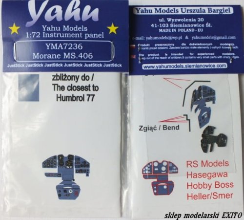 Go to product YAHU YMA7236 - 1:72 Morane Saulnier MS.406 - Instrument Panel