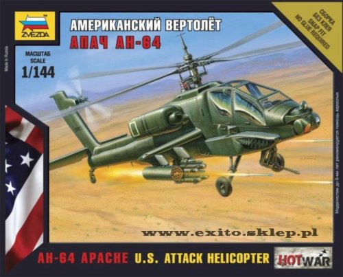 Go to product ZVEZDA 7408 - 1:144 AH-64 Apache - U.S. Attack Helicopter - Hot War Series