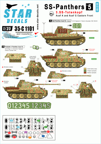 Go to product STAR DECALS 35-C1101 - 1:35 SS-Panthers # 5. 3. SS-Totenkopf. Panther Ausf A and Bef-Panther G.
