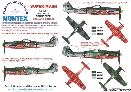 Go to product MONTEX K24007 - 1:24 Focke Wulf Fw-190 D-9 Galland Cirrcus