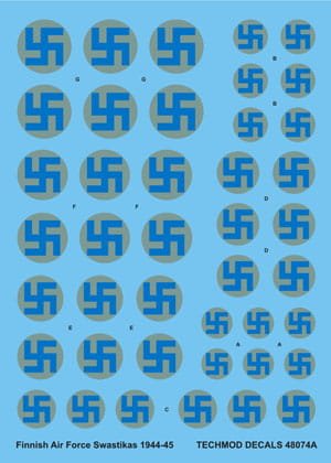 Go to product TECHMOD 48074 - 1:48 Finnish Air Force Swastikas and Serials 1944-45