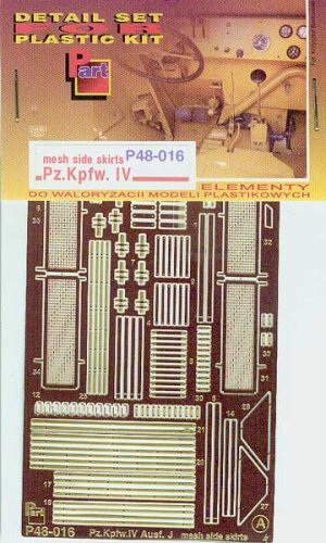 Go to product PART P48016 - 1:48 Pz.Kpfw.IV Ausf.J mesh side skirts