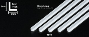 TAMIYA 70205 - Plastic Beams 5mm L-Shaped - Clear 5pcs x 40 cm