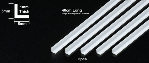 Go to product TAMIYA 70205 - Plastic Beams 5mm L-Shaped - Clear 5pcs x 40 cm