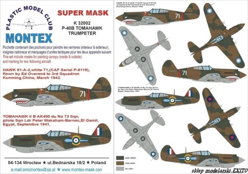 Go to product MONTEX K32002 - 1:32 P-40 B AVG, RAF