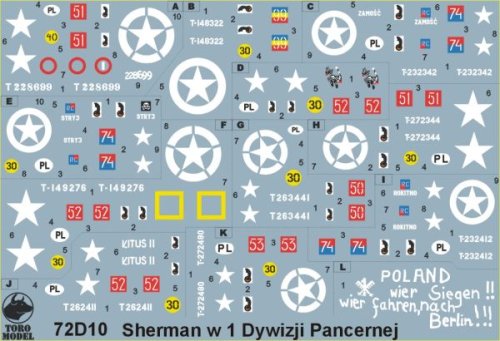 Go to product TORO MODEL 72D10 - 1:72 Polish Sherman tanks 1st Armoured Division NWE 44-45