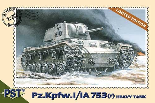 Go to product PST 72036 - 1:72 Pz.Kpfw. I/IA753 (r) Heavy Tank with 7,5 KwK L/40 gun (German)