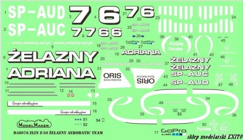 Go to product MODELMAKER D48076 - 1:48 Zlin Z-50 Żelazny Aerobatic Team