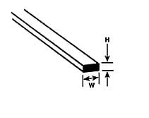 PLASTRUCT 90727 - Solid styrene rectangular strip 0.5 mm x 4.0 mm x 250 mm