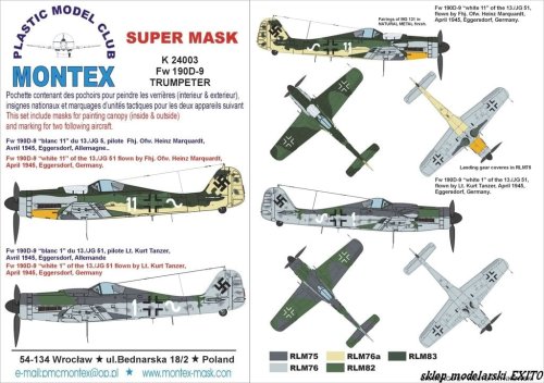 Go to product MONTEX K24003 - 1:24 Focke Wulf Fw-190 D-9