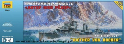 Go to product ZVEZDA 9043 - 1:350 German Destroyer Z-17 Diether von Roeder