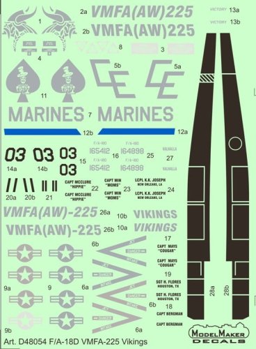 Go to product MODELMAKER D48054 - 1:48 F/A-18D VMFA-225 Vikings