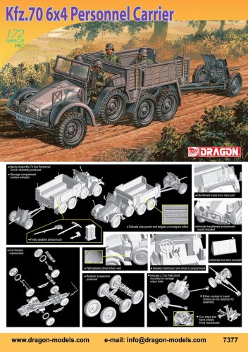Go to product DRAGON 7377 - 1:72 Kfz.70 6x4 Personnel Carrier