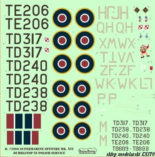 Go to product MODELMAKER D72066 - 1:72 Supermarine Spitfire Mk XVI Bubbletop in Polish service