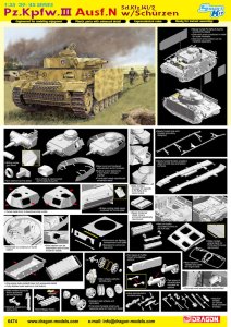 DRAGON 6474 - 1:35 Pz.Kpfw.III Ausf.N w/Schurzen