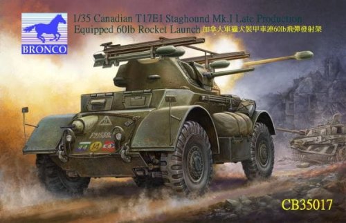 Go to product BRONCO CB 35017 - 1:35 Canadian T17E1 Staghound Mk1 Late with 60lb Rockets
