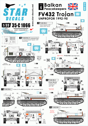 Go to product STAR DECALS 35-C1066 - 1:35 Balkan Peacekeepers # 6. FV 432 Trojan. UNPROFOR in Bosnia.