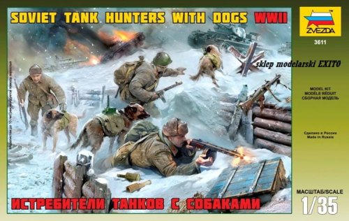 Go to product ZVEZDA 3611 - 1:35 Soviet Tank Hunters w/ Dogs