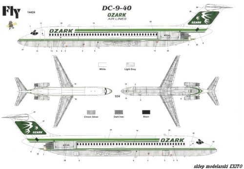 Go to product FLY 14424 - 1:144 DC-9-40 Ozark Air Lines