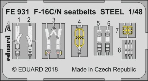 Go to product EDUARD FE931 - 1:48 F-16C/N seatbelts - Steel