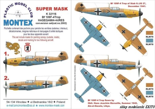 Go to product MONTEX K32116 - 1:32 Bf-109 F4 Trop