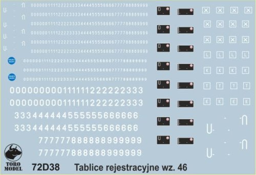 Go to product TORO MODEL 72D38 - 1:72 Polish Army vehicles Registration numbers 1946 pattern & stencils