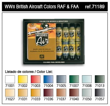 Go to product VALLEJO Model Air Set 71189 - WW II British Aircraft RAF & FAA