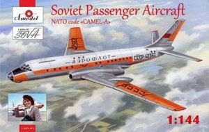 AMODEL / SOVA 1469-01 - 1:144 Tupolev Tu-104A - Soviet Passenger Aircraft NATO code Camel-A - Orange Variant