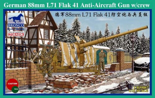 Go to product BRONCO CB 35067 - 1:35 German 88mm L71 Flak 41 Anti-Aircraft Gun w/Crew