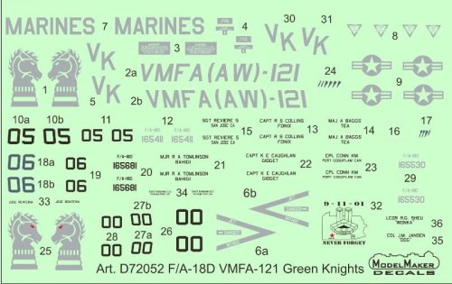 Go to product MODELMAKER D72052 - 1:72 F/A-18D VMFA-121 Green Knights