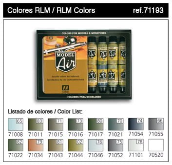 Go to product VALLEJO Model Air Set 71193 - RLM Complete Set