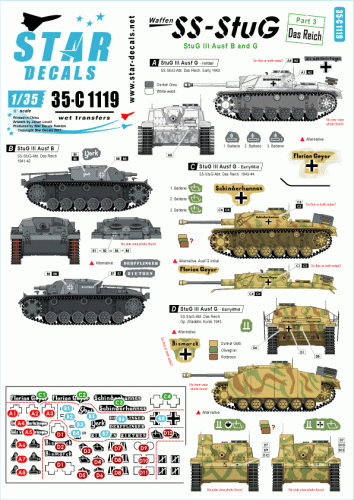 Go to product STAR DECALS 35-C1119 - 1:35 SS-StuG # 3. 2. SS-Das Reich.