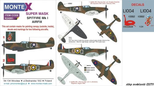 Go to product MONTEX K24061 - 1:24 Spitfire Mk.I