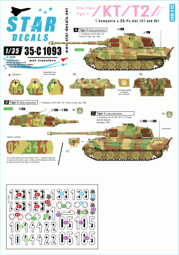 Go to product STAR DECALS 35-C1093 - 1:35 King Tiger / Tiger II # 1. 1. Komp./ s.SS.Pz-Abt. 101/501.