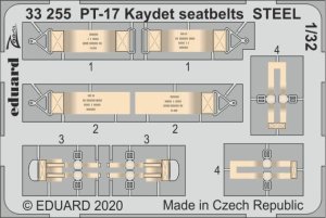 EDUARD 33255 - 1:32 PT-17 Kaydet seatbelts - Steel